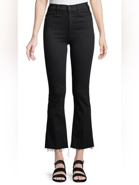 Mother sz 25 Hustler Ankle fray Black Flared Jeans raw edge great cond black